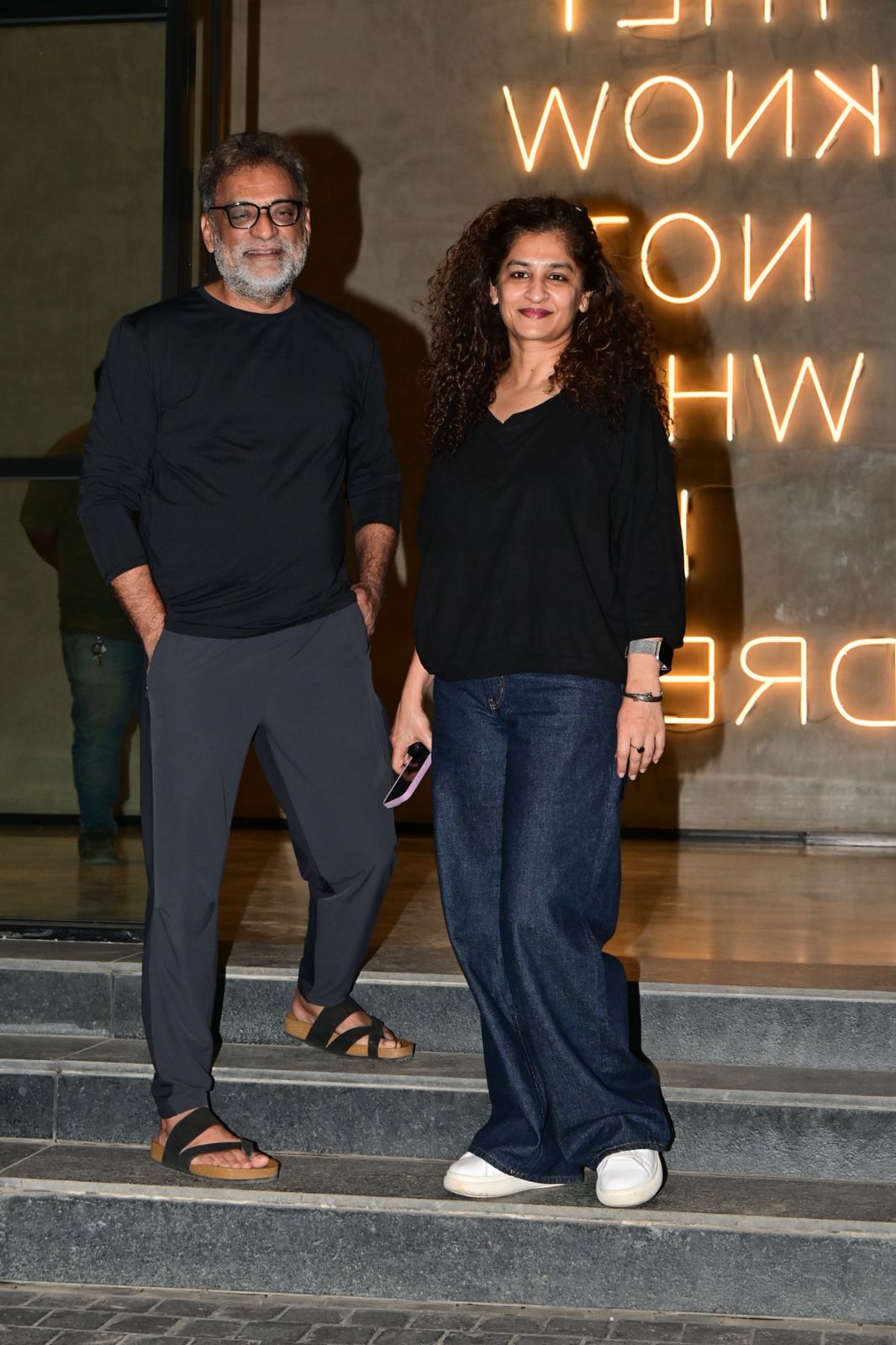 Filmmaker Gauri Shinde was snapped with R. Balki at the screening of Loveyapa